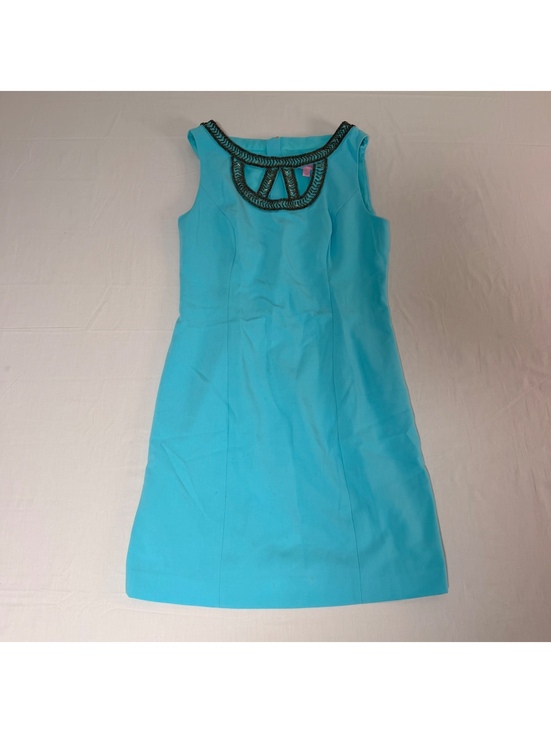 Lilly Pulitzer Dresses & Skirts - Lilly Pulitzer Aqua Blue Sleeveless Dress Size 6 with Embellished Neckline